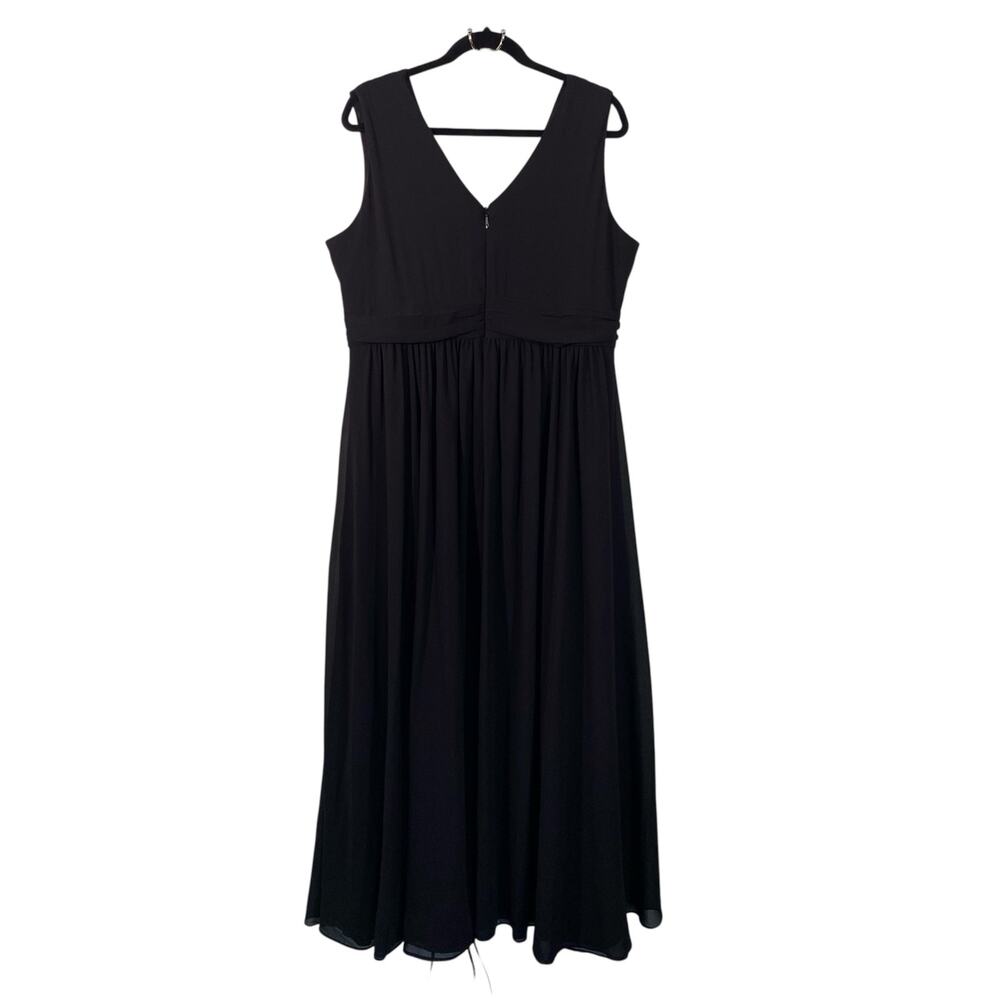 Lulu's Black V-neck Surplice Sleeveless Chiffon Maxi Dress 3X Bridesmaid Wedding - Picture 3 of 9